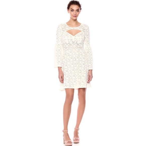 NEW BCBGMAXAZRIA BELL SLEEVE LACE MINI DRESS - Picture 7 of 7